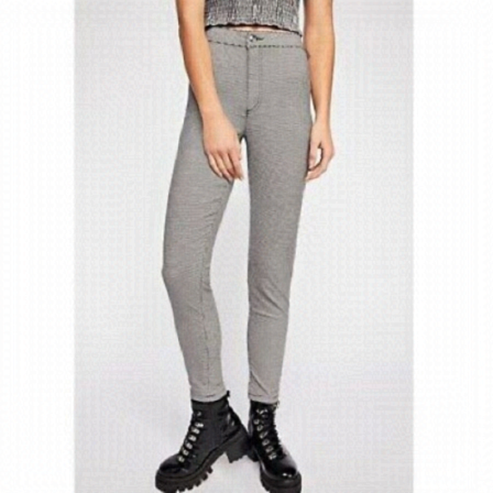 FREE People Sz 29 Houndstooth Black White Skinny Pants